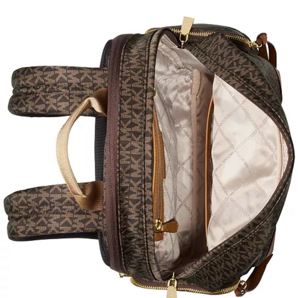 NWOT Michael Kors Logo Prescott Large Backpack Brown - Picture 3 of 6